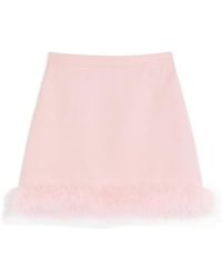 Valentino - Short Crepe Couture Skirt With Feathers - Lyst