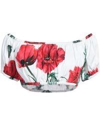 Dolce & Gabbana - Floral Off-The-Shoulder Short Sleeve Top - Lyst
