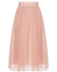 RED Valentino - Pleated Tulle Midi Skirt - Lyst