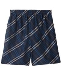 Burberry - Silk Poplin Check Shorts - Lyst