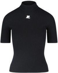 Courreges - Courrèges Ribbed Logo Knitted Top - Lyst