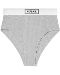 Versace - Ribbed Briefs With '90S Logo - Lyst