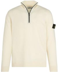 Stone Island - Quarter-Zip Virgin Wool Sweater - Lyst