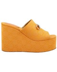 Gucci - Horsebit Detailed Slip-On Wedged Mules - Lyst