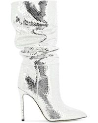Paris Texas - 105Mm Snakeskin-Effect Metallic Boots - Lyst