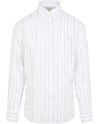 Brunello Cucinelli - Striped Curved Hem Shirt - Lyst