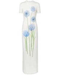 Oscar de la Renta - Floral Jersey Cocktail Dress - Lyst