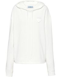 Prada - Triangle Logo Drawstring Hoodie - Lyst