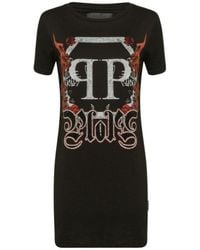 Philipp Plein - Logo Details T-Shirt Dress - Lyst