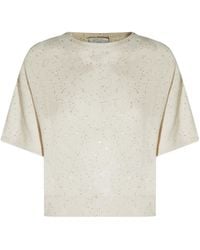 Antonelli - Sequined Short-Sleeve Knitted Sweater - Lyst