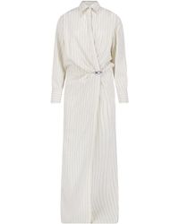 Dondup - Pinstripe-Print Draped Maxi Gown - Lyst