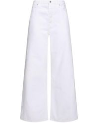 FRAME - The Loose Cotton Mid Rise Wide Jeans - Lyst