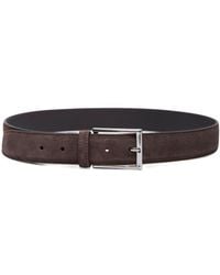 Canali - Rectangular-Buckle Suede Belt - Lyst