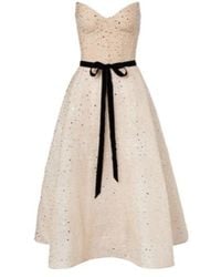 Monique Lhuillier - Belted Embellished Cocktail Dress - Lyst