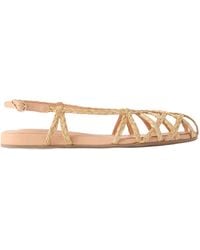 Ancient Greek Sandals - Kardia Leather-Trimmed Raffia Sandals - Lyst