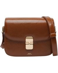 A.P.C. - Small Grace Interlocking-Closure Calfskin Cross Body Bag - Lyst