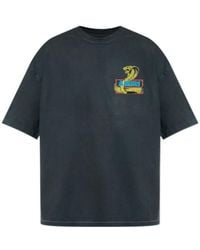 Amiri Snake-print Cotton T-shirt in Black for Men | Lyst
