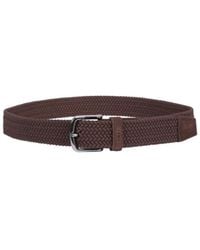 BOSS - Woven Belt With Leather Trims - Lyst