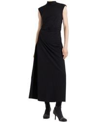 Brunello Cucinelli - High-Neck Sleeveless Draped Midi Dress - Lyst
