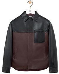 Loewe - Burgundy Leather Overshirt - Lyst