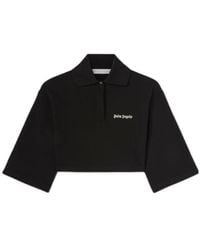 Palm Angels - Logo Embroidered Cropped Polo Shirt - Lyst