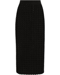 Dolce & Gabbana - Elastic Waist Crochet Midi Skirt - Lyst
