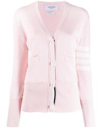 Thom Browne - 4-Bar Crepe V-Neck Cardigan - Lyst