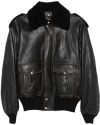 Saint Laurent - Long Sleeve Leather Jacket - Lyst