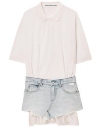 Alexander Wang - Layered Denim-Panel Mini Dress - Lyst