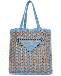 Prada - Two-Tone Raffia Shopping Bag - Lyst