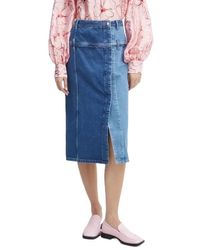 Stine Goya - Denim-Panelled Midi Skirt - Lyst
