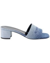 Givenchy - Logo Embroidered Denim Mules - Lyst