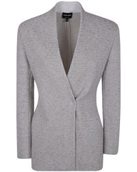 Giorgio Armani - V-Neck Long-Sleeved Blazer - Lyst