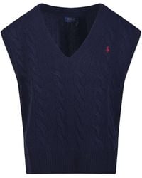 Polo Ralph Lauren - Ralph Lauren Cable Knit Sleeveless Knitted Top - Lyst