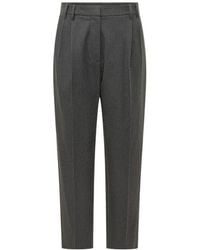 Brunello Cucinelli - Pleated Straight Leg Pants - Lyst