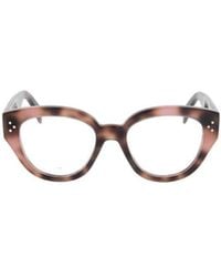 Celine - Tortoiseshell-Effect Round-Frame Glasses - Lyst