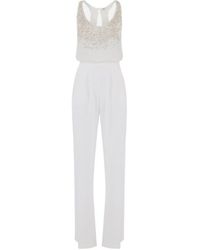 Elisabetta Franchi - Georgette Crêpe Embellished Jumpsuit - Lyst