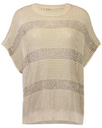 Brunello Cucinelli - Short Sleeved Knitted Top - Lyst