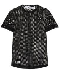 COMME DES GARÇONS PLAY - Comme Des Garçons Play Mesh Logo T-Shirt - Lyst