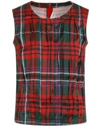 Comme des Garçons - Tartan Pleated Sleeveless Top - Lyst