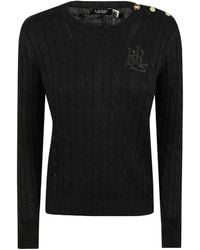 Ralph Lauren - Lauren Cable Logo Knitted Jumper - Lyst