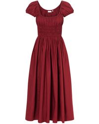 Doen - Quinley Shirred Organic Cotton-Voile Midi Dress - Lyst