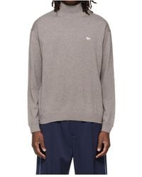 Maison Kitsuné - Taupe Profile Fox Comfort Mock Neck Sweater - Lyst