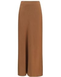 Brunello Cucinelli - Satin-Finish Slit Maxi Skirt - Lyst
