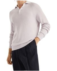 Brunello Cucinelli - Ribbed-Knit Polo Shirt - Lyst