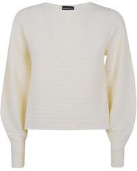 Emporio Armani - Textured Sleeve Knitted Sweater - Lyst