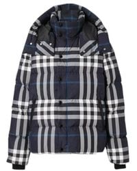 Burberry - Checked Hooded Puffer Jacket - Lyst