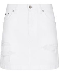 Dolce & Gabbana - Ripped Mini Denim Skirt - Lyst