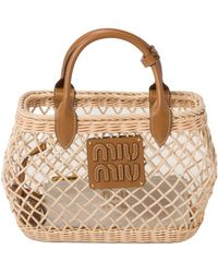 Miu Miu - Logo-Appliqué Interwoven Top Handle Bag - Lyst