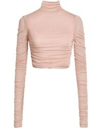 Dolce & Gabbana - Turtleneck Long-Sleeve Cropped T-Shirt - Lyst